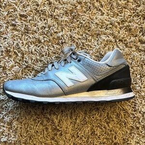 New Balance Silver and Black Athletic Shoes
